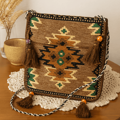 Kilim Messenger Bag Beige Turkish - SHAMTAM.COM