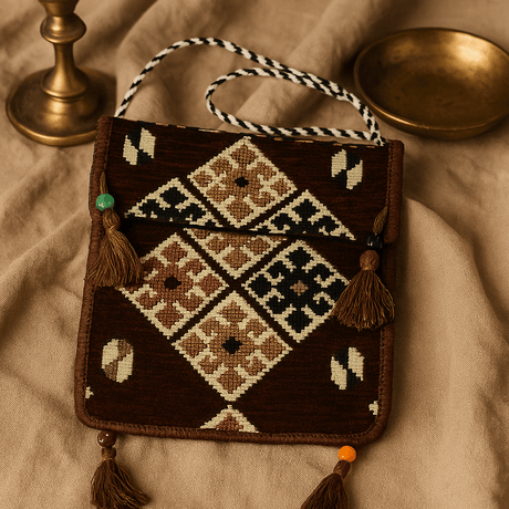 Kilim Messenger Bag, Chocolate - SHAMTAM.COM