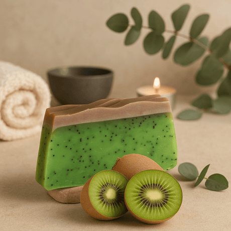 Kiwifruit Handmade Soap Slice With Poppy Seeds - SHAMTAM.COM