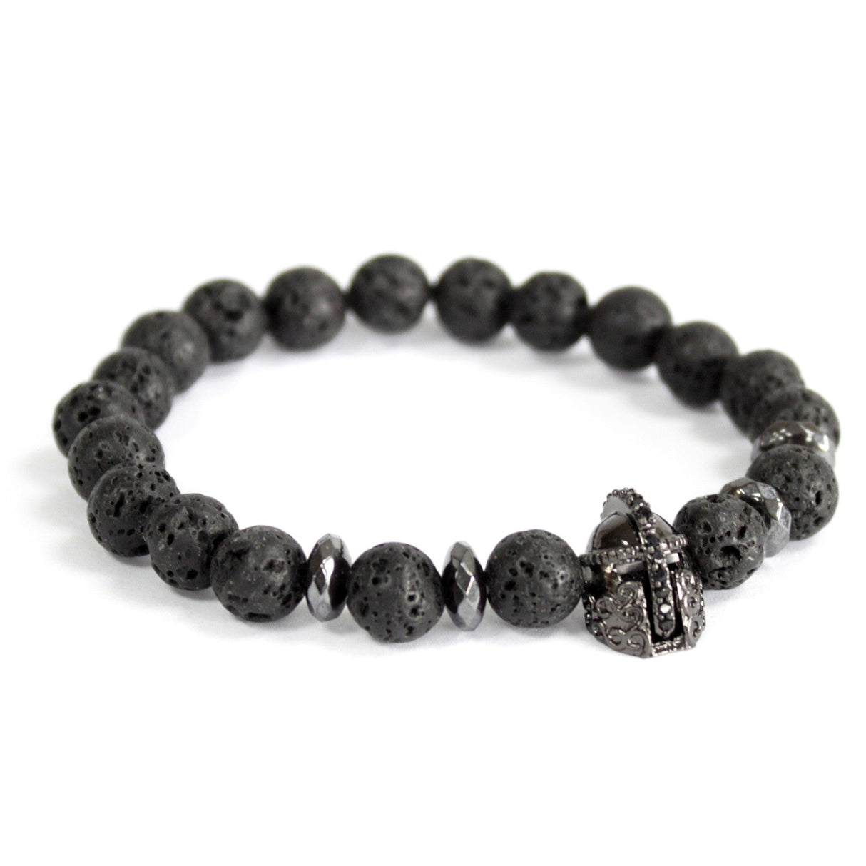 Lava Stone Bracelet Knights Helmet Crystal Gemstone - SHAMTAM.COM