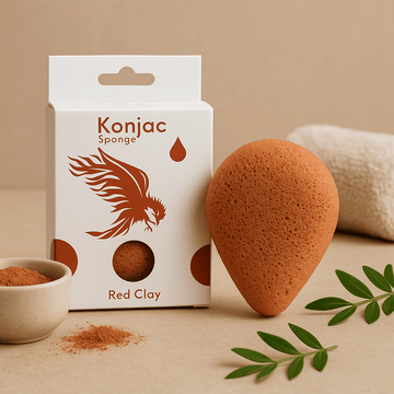 Konjac Arctisztító Szivacs Vörös Agyag Csepp Alakú