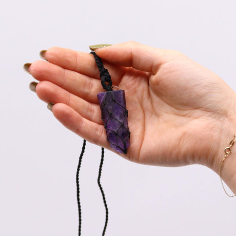 Amethyst Pendant - Laced Crystal Gemstone Flat Point - SHAMTAM.COM