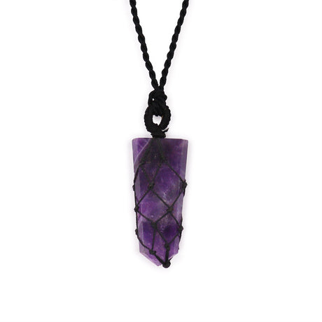 Amethyst Pendant - Laced Crystal Gemstone Flat Point - SHAMTAM.COM