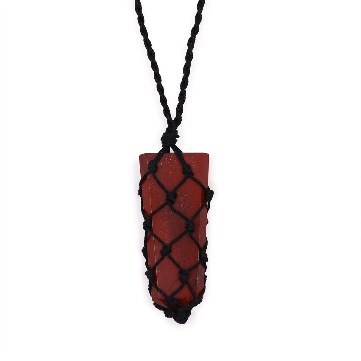 Red Jasper Pendant - Laced Crystal Gemstone Flat Point - SHAMTAM.COM