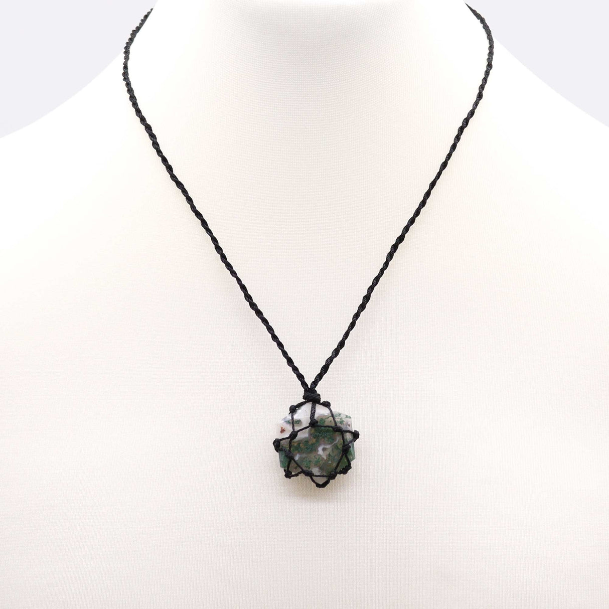 Moss Agate Pendant - Laced Crystal Gemstone Flat Point - SHAMTAM.COM