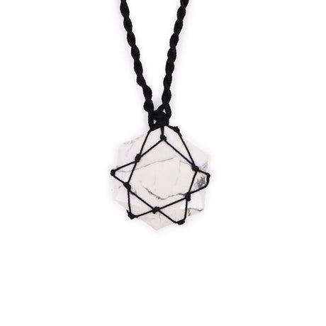 White Howlite Pendant - Laced Crystal Gemstone Flat Point - SHAMTAM.COM