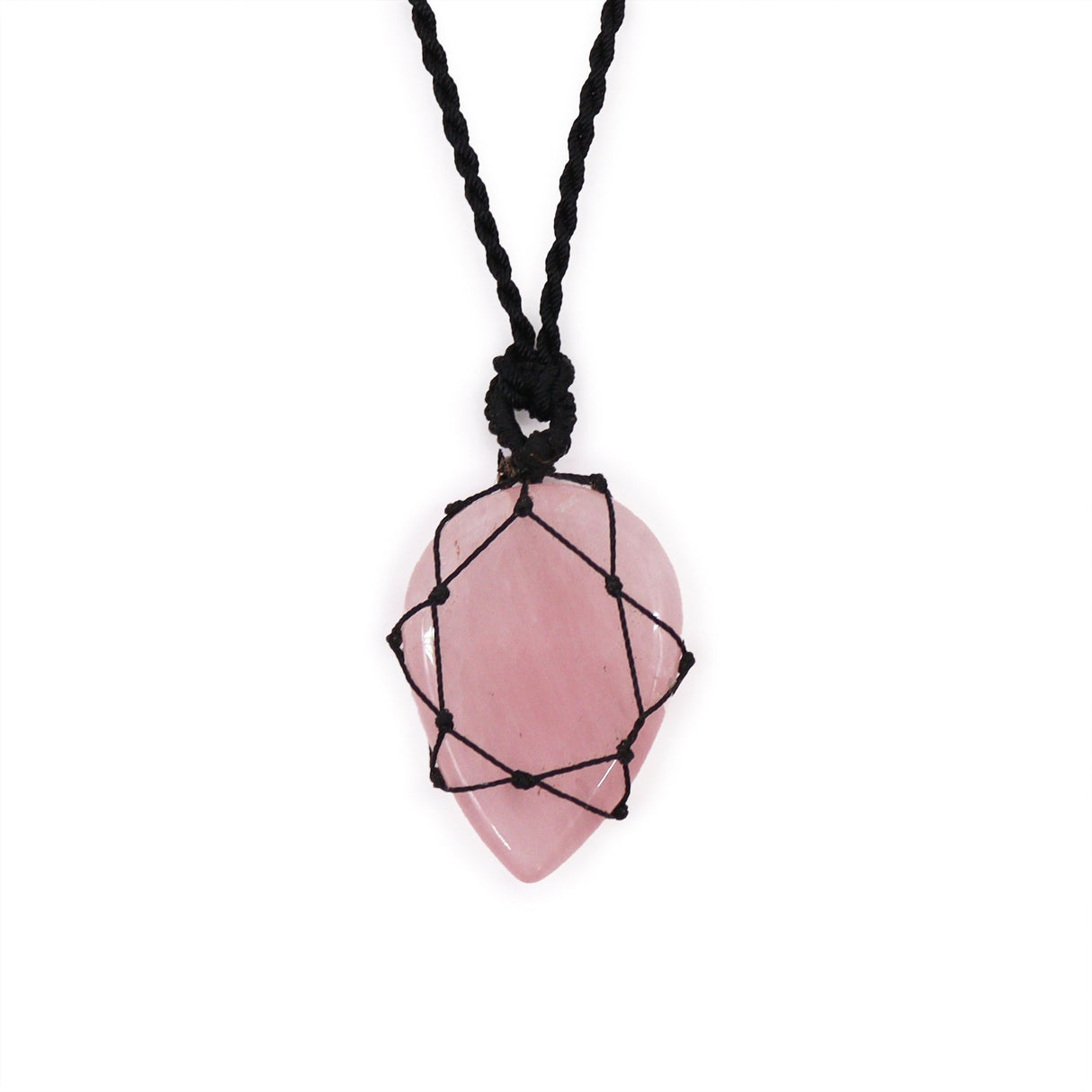 Rose Quartz Pendant - Laced Crystal Gemstone Flat Point - SHAMTAM.COM