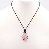 Rose Quartz Pendant - Laced Crystal Gemstone Flat Point - SHAMTAM.COM