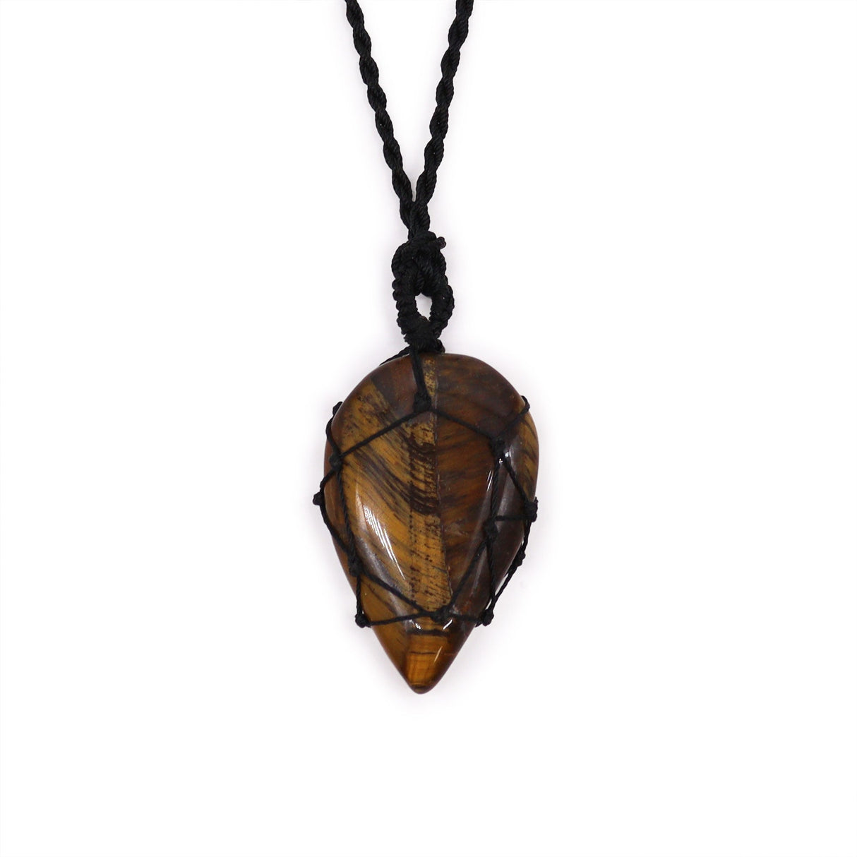 Tigers eye Pendant - Laced Crystal Gemstone Flat Point - SHAMTAM.COM