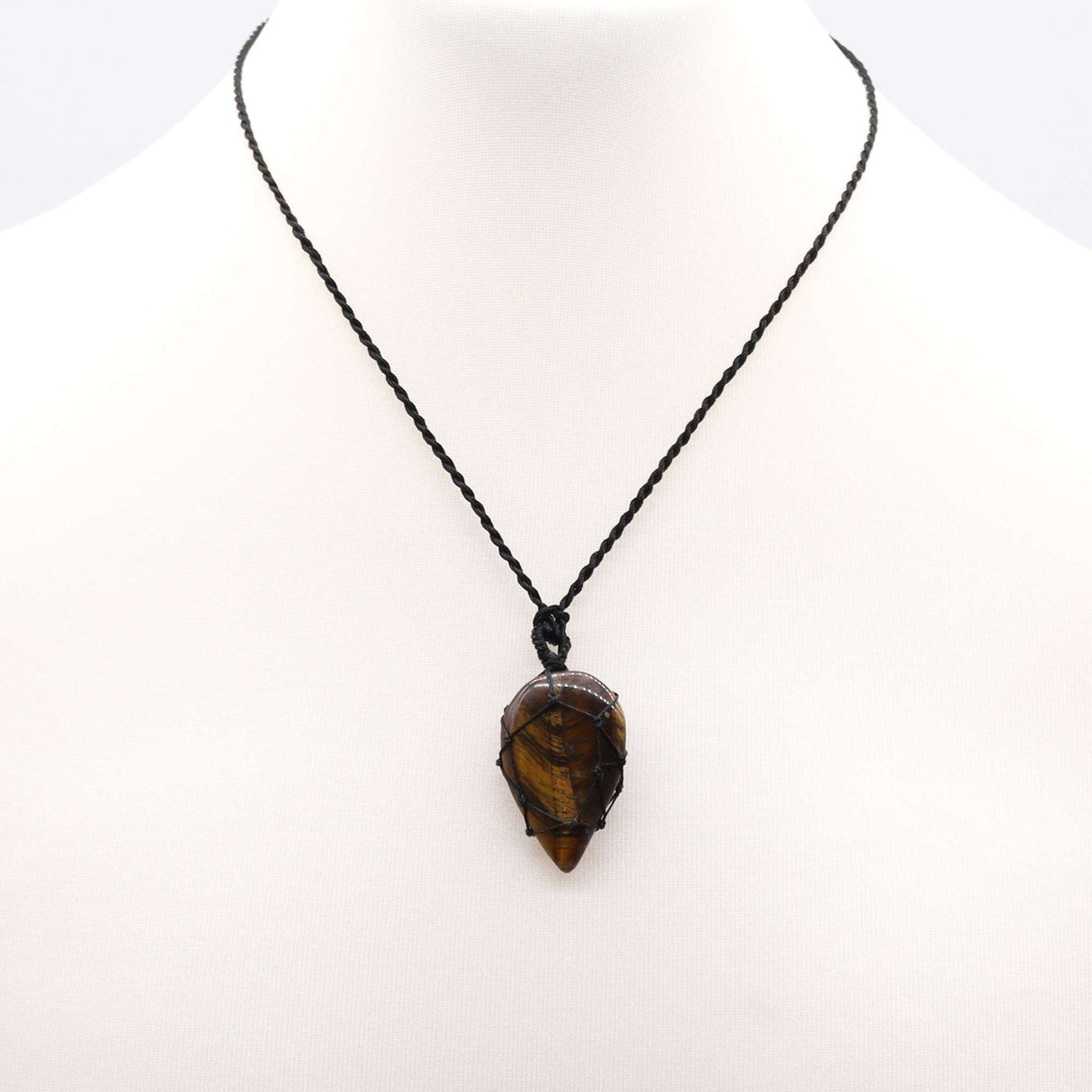 Tigers eye Pendant - Laced Crystal Gemstone Flat Point - SHAMTAM.COM