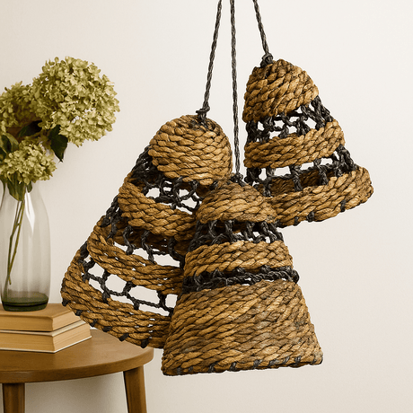 Lamp Shades Banana Leaf Raffia Set of 3 - SHAMTAM.COM