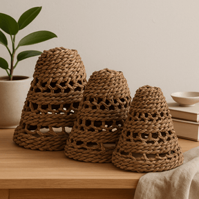 Lamp Shades Natural Banana Leaf Set of 3 - SHAMTAM.COM