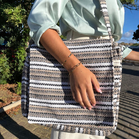 Soft Banjar Laptop Bag - Soft Cream & Grey - SHAMTAM.COM