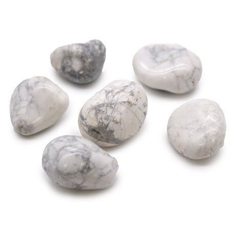 White Howlite Tumble Stones - African Crystals Gemstones - Magnesite - SHAMTAM.COM