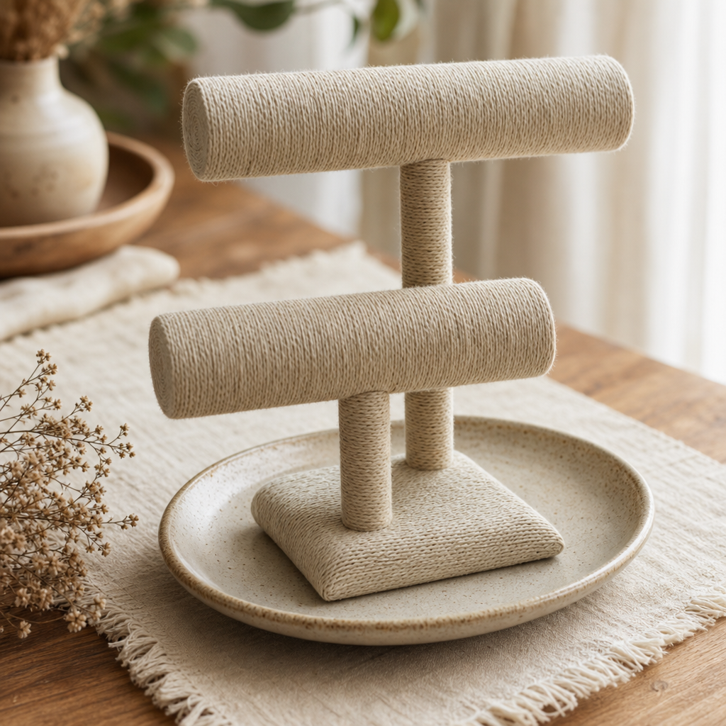Large Bangle "T" Stand - Cream — styled in a warm, naturally lit interior