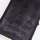 Large Black Leather Book of Shadows with Embossed Pentacle, Triquetra, and Tree Design - 200 Deckle - Edged Pages, 25x18x3cm - Mystical Wiccan Journal with Metal Clasp - SHAMTAM.COM