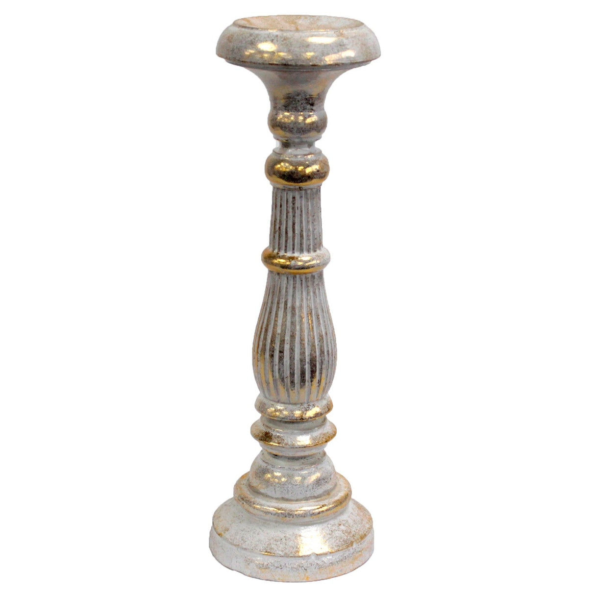 Large Candle Stand - White Gold - SHAMTAM.COM