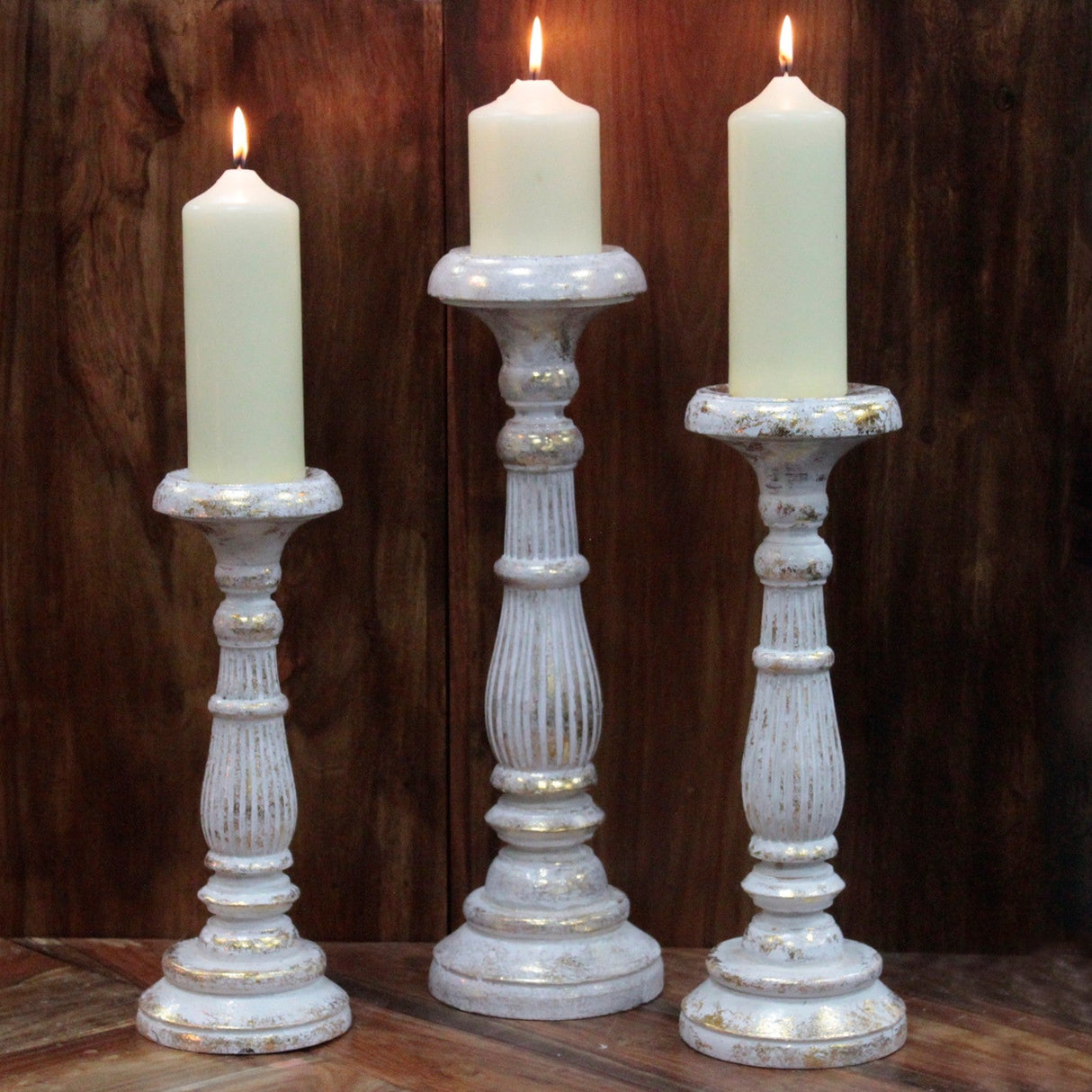 Large Candle Stand - White Gold - SHAMTAM.COM