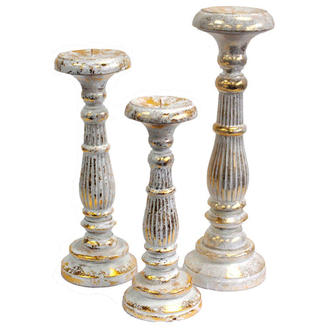 Large Candle Stand - White Gold - SHAMTAM.COM