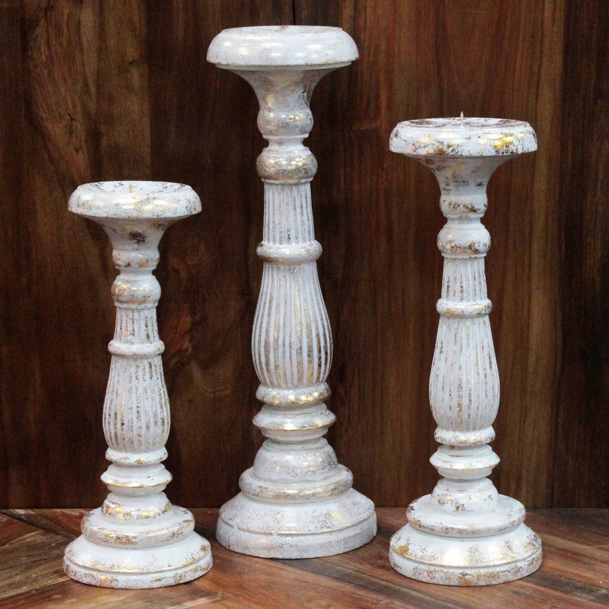 Large Candle Stand - White Gold - SHAMTAM.COM