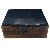 Large Ceramic Glazed Wood Box - 20x15x7.5cm - Black - SHAMTAM.COM