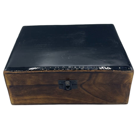 Large Ceramic Glazed Wood Box - 20x15x7.5cm - Black - SHAMTAM.COM