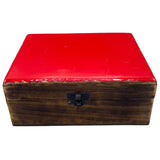 Large Ceramic Glazed Wood Box - 20x15x7.5cm - Red - SHAMTAM.COM