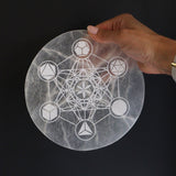 Sacred Geometry Charging Plate Selenite 18cm - SHAMTAM.COM