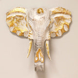 Large Elephant Head - Gold & Whitewash - SHAMTAM.COM