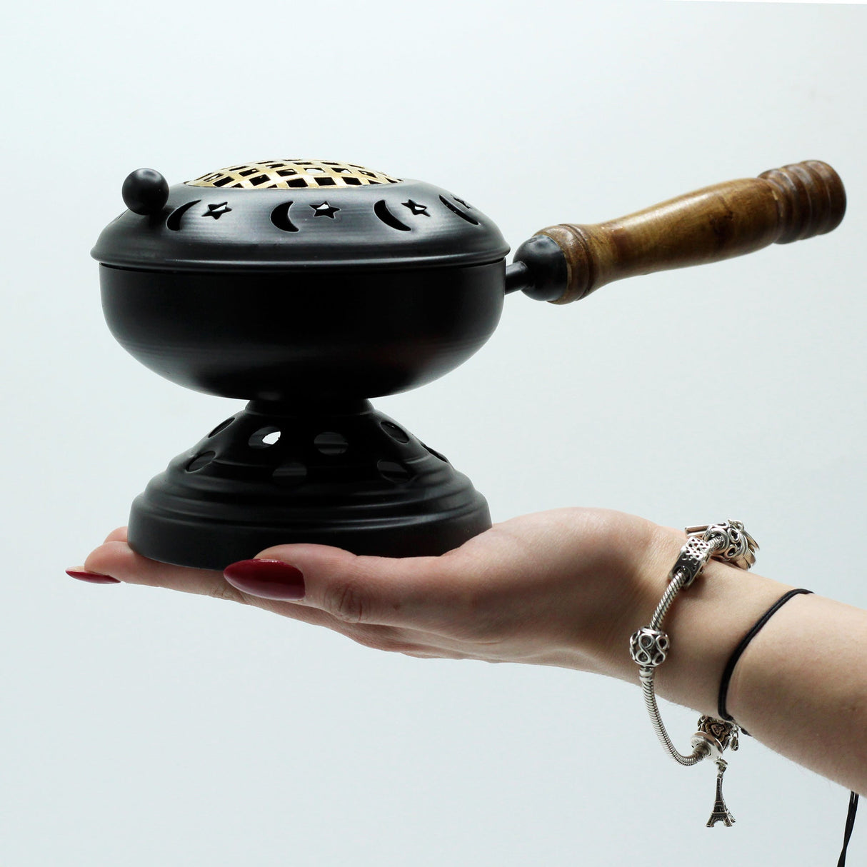 Large Iron Censer on Stand Incense Burner - Gold detail - SHAMTAM.COM