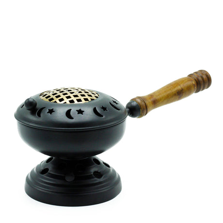 Large Iron Censer on Stand Incense Burner - Gold detail - SHAMTAM.COM