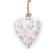 Large Lavender Floral Wood Heart Ornament - Hanging Decorative Piece with Purple Flowers and Green Leaves Design - SHAMTAM.COM