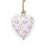 Large Lavender Floral Wood Heart Ornament - Hanging Decorative Piece with Purple Flowers and Green Leaves Design - SHAMTAM.COM