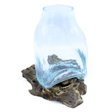 Glass Vase on Driftwood Molten Glass - SHAMTAM.COM