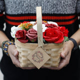 Soap Flowers Large Orange Bouquet in Wicker Basket - SHAMTAM.COM