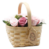 Soap Flowers Large Pink Bouquet in Wicker Basket - SHAMTAM.COM