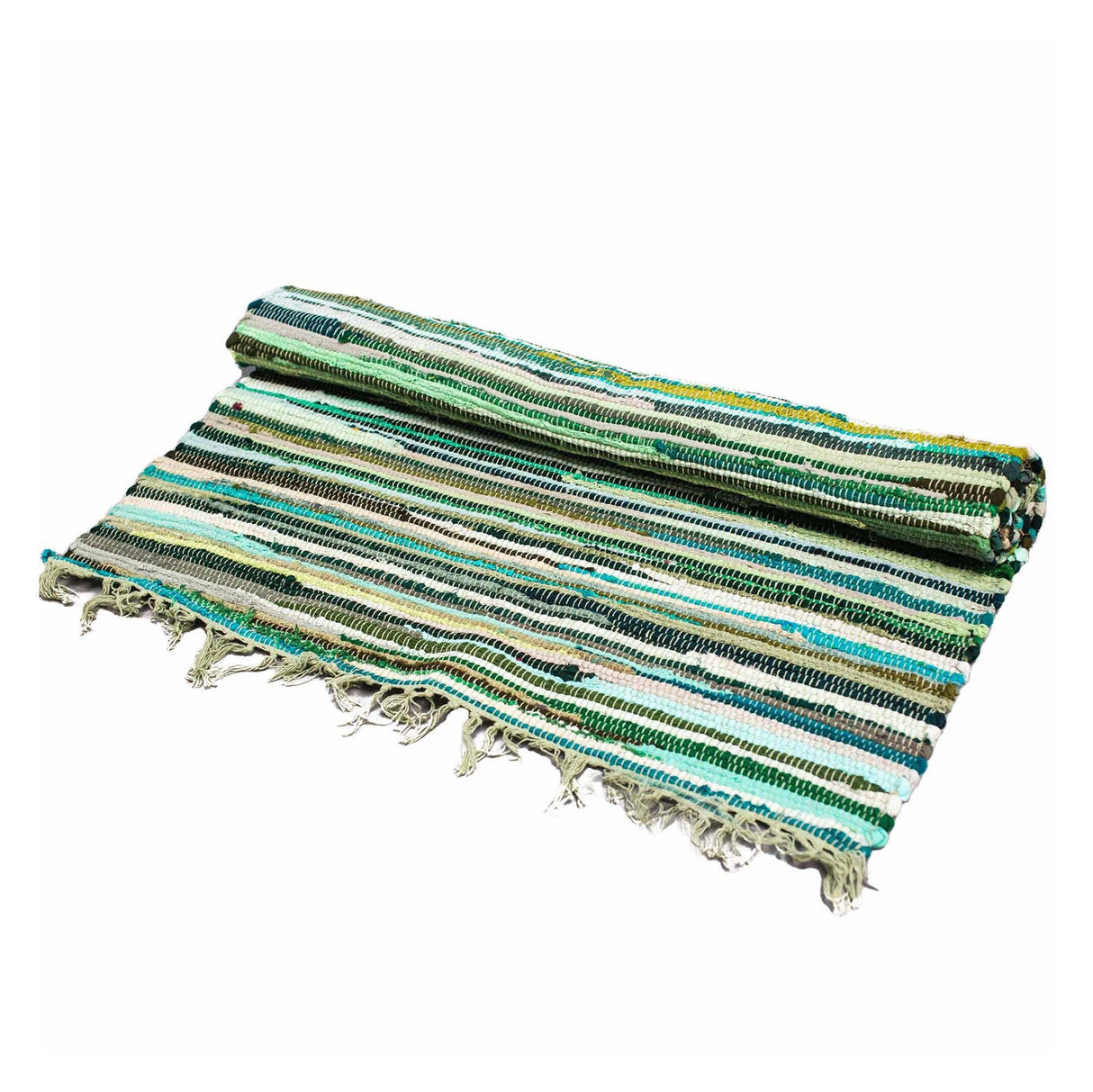 Rag Rug - 150x90cm - Natural Greens - SHAMTAM.COM