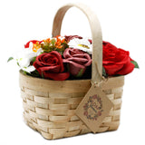 Soap Flowers Large Red Bouquet in Wicker Basket - SHAMTAM.COM