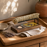 Large Sage Stick Heater Enamelled - The Fool — styled in a warm, naturally lit interior