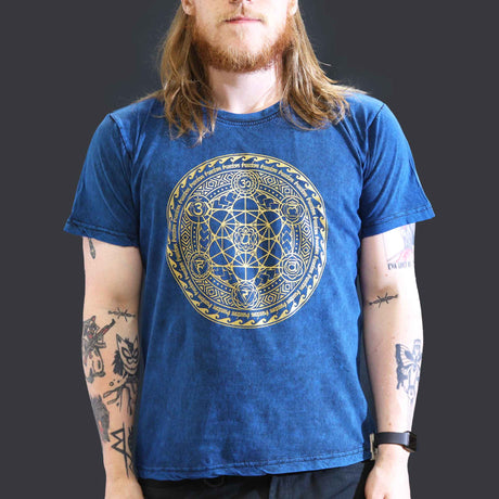 Large Stone Washed T-Shirt - Chakra - Blue - SHAMTAM.COM