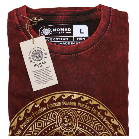 Large Stone Washed T-Shirt - Chakra - Maroon - SHAMTAM.COM