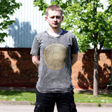 Large Stone Washed T-Shirt - Mandala - Dark Grey - SHAMTAM.COM