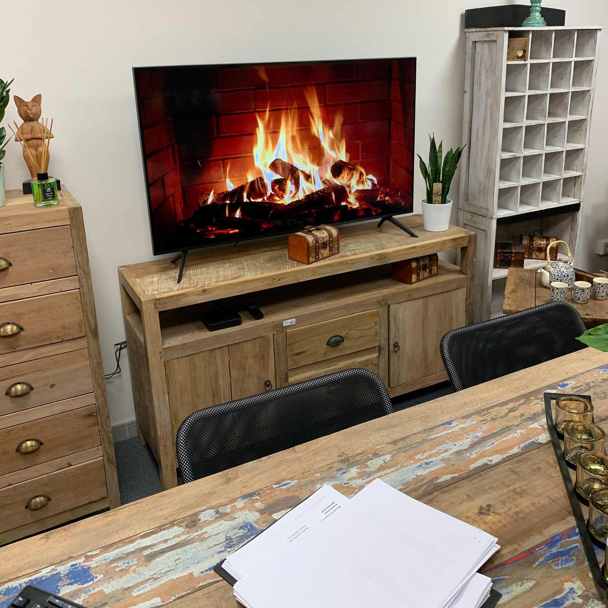 Large TV Stand - Recycled Wood - SHAMTAM.COM