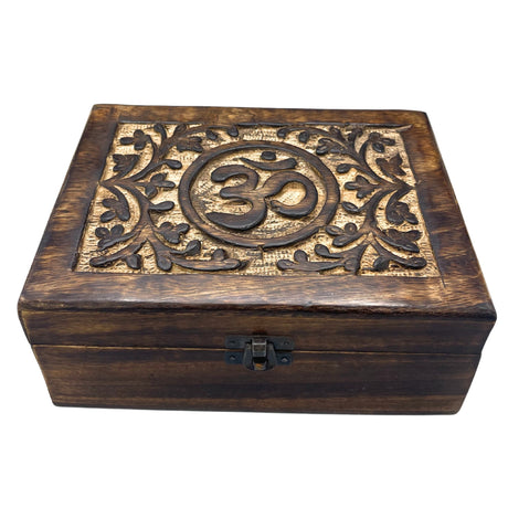 Large Wooden Keepsake Box 20x15x7.5cm - Om - SHAMTAM.COM