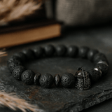 Lava Stone Bracelet Crystal Gemstone Gold Crown - SHAMTAM.COM