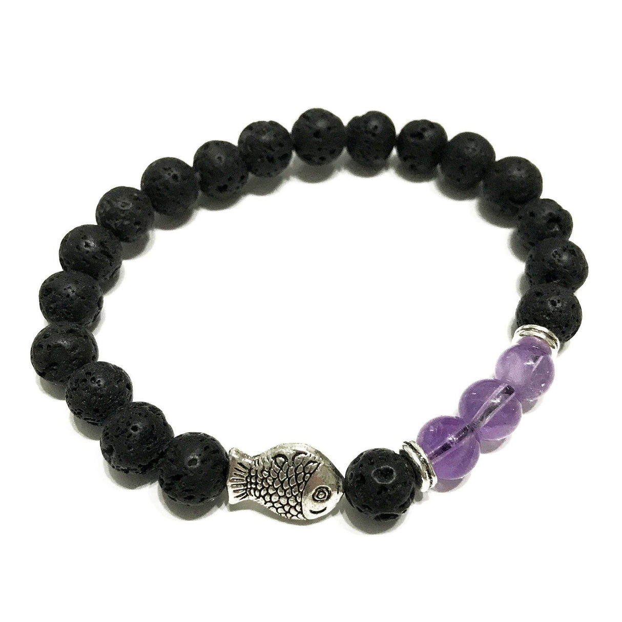 Lava Stone Bracelet - Fish Amethyst - SHAMTAM.COM