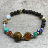 Lava Stone Bracelet - Gold Solar System - SHAMTAM.COM