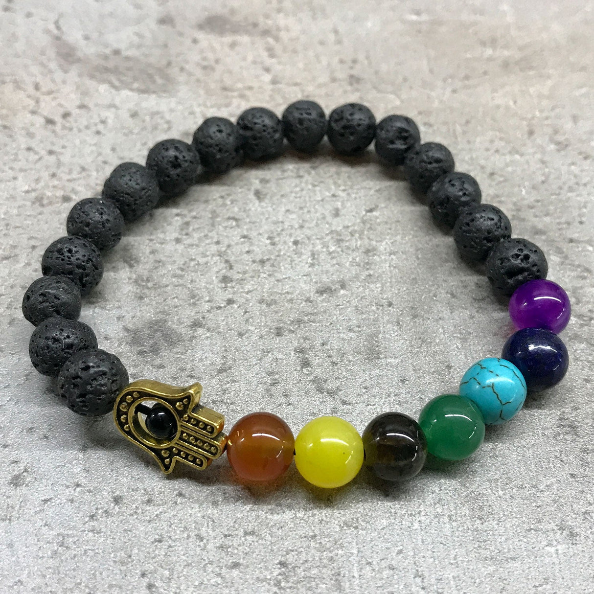 Lava Stone Bracelet - Hamsa Chakra - SHAMTAM.COM