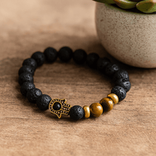 Lava Stone Bracelet Hamsa Hand Tiger Eye - SHAMTAM.COM