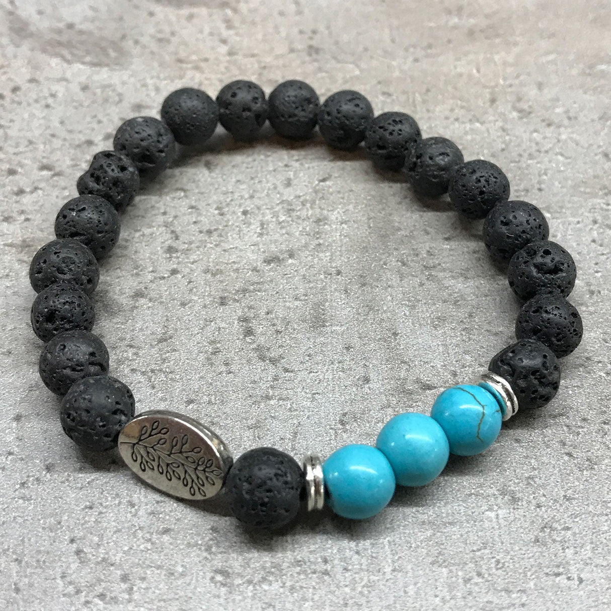 Lava Stone Bracelet - Leaf Turquoise - SHAMTAM.COM